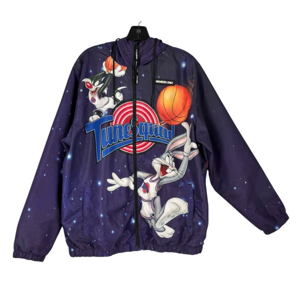 Members Only Space Jam Tune Squad Bugs Bunny Hooded Windbreaker Jacket Large